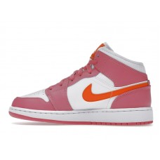 Подростковые Jordan 1 Mid Pinksicle Safety Orange (GS)