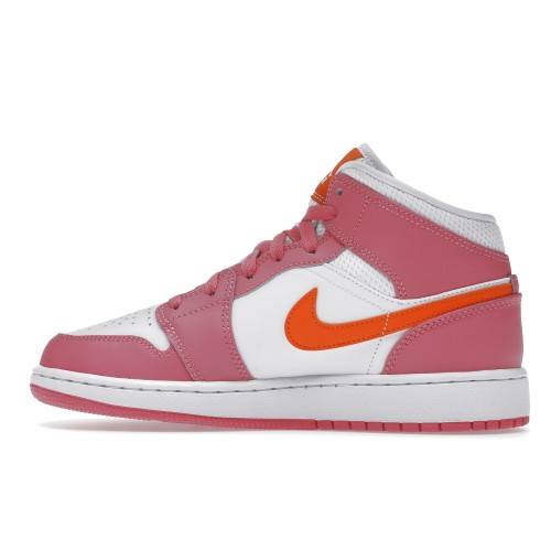 Кроссы Jordan 1 Mid Pinksicle Safety Orange (GS) - подростковая сетка размеров