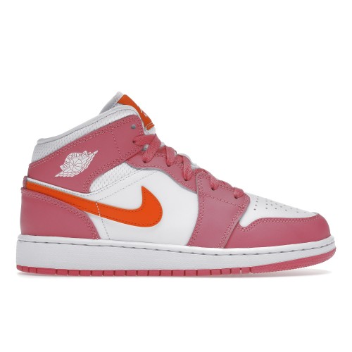 Кроссы Jordan 1 Mid Pinksicle Safety Orange (GS) - подростковая сетка размеров