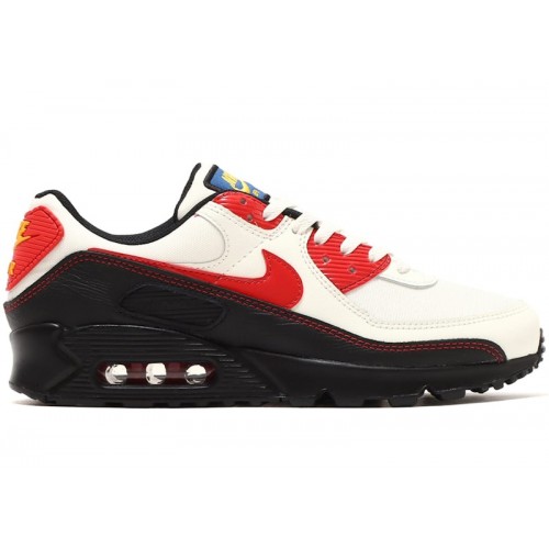 Кроссы Nike Air Max 90 SE Sail Universtiy Red Black - мужская сетка размеров