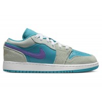 Подростковые Jordan 1 Low SE Pistachio Frost Aquatone Psychic Purple Celestial Gold (GS)