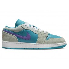 Подростковые Jordan 1 Low SE Pistachio Frost Aquatone Psychic Purple Celestial Gold (GS)