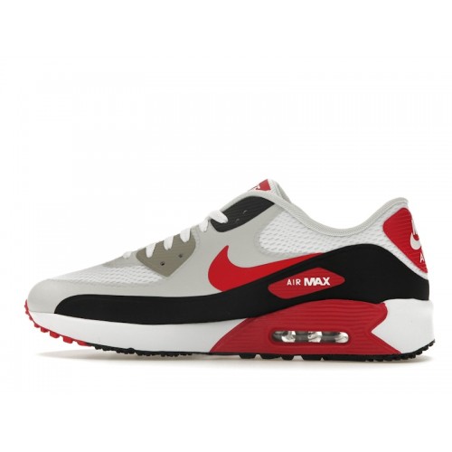 Кроссы Nike Air Max 90 Golf White Black University Red - мужская сетка размеров