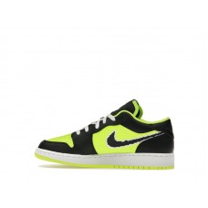 Подростковые Jordan 1 Low SE Black Cat Volt (GS)