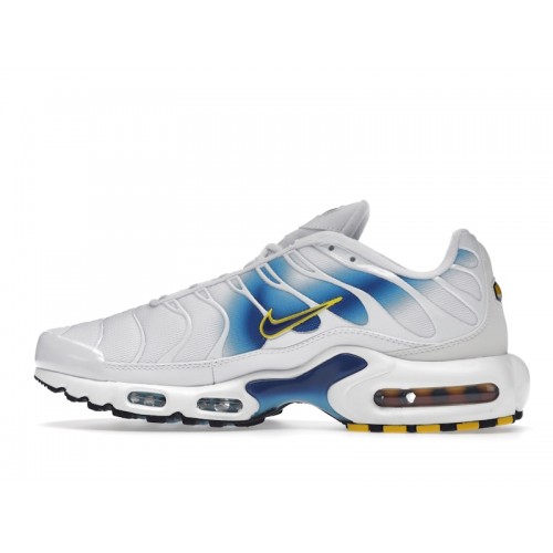 Кроссы Nike Air Max Plus Spray Paint Swoosh White Blue - мужская сетка размеров