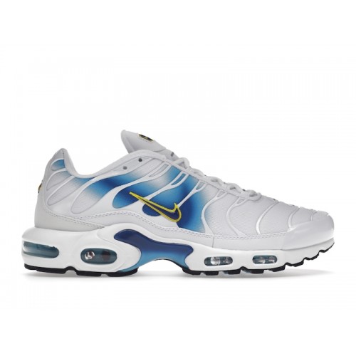 Кроссы Nike Air Max Plus Spray Paint Swoosh White Blue - мужская сетка размеров