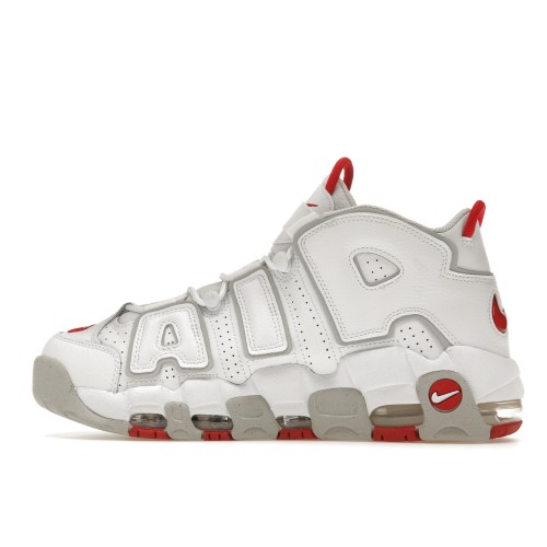 Кроссы Nike Air More Uptempo 96 White Grey Fog University Red - мужская сетка размеров