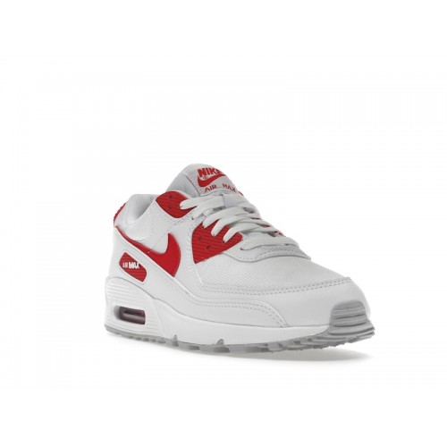 Кроссы Nike Air Max 90 White University Red - мужская сетка размеров