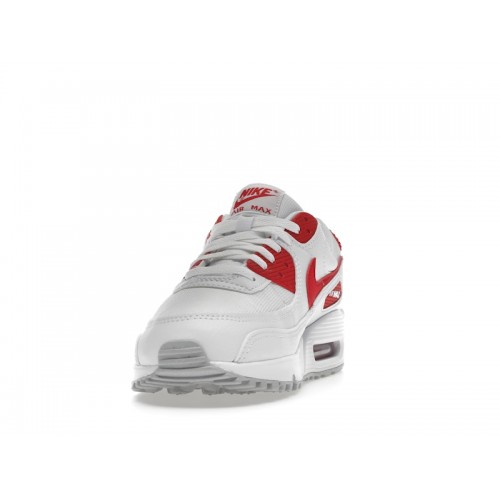 Кроссы Nike Air Max 90 White University Red - мужская сетка размеров