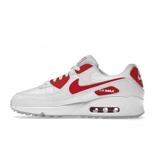 Кроссы Nike Air Max 90 White University Red - мужская сетка размеров