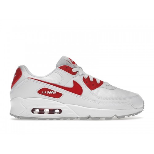 Кроссы Nike Air Max 90 White University Red - мужская сетка размеров