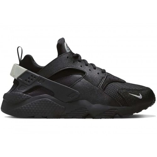 Кроссы Nike Air Huarache Black Metallic Silver Mini Swoosh - мужская сетка размеров