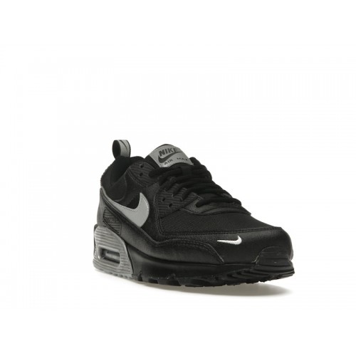 Кроссы Nike Air Max 90 Black Metallic Silver Mini Swoosh - мужская сетка размеров
