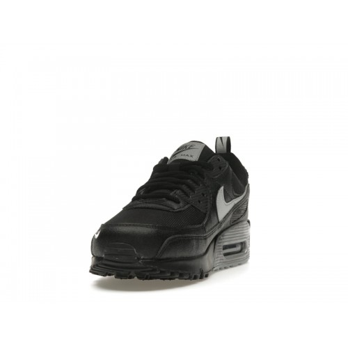 Кроссы Nike Air Max 90 Black Metallic Silver Mini Swoosh - мужская сетка размеров