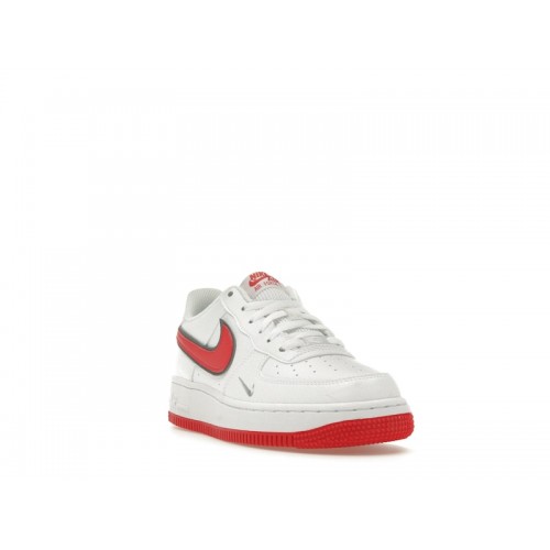 Nike Air Force 1 White Habanero Red Mini Swoosh (GS) - подростковая сетка размеров