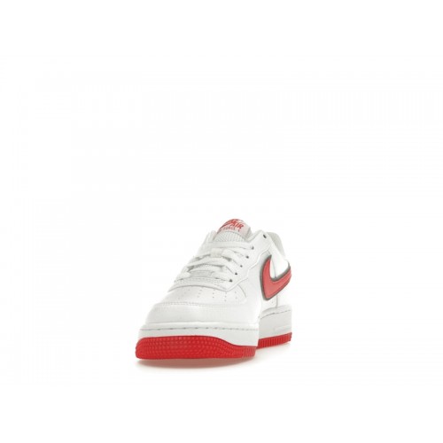 Nike Air Force 1 White Habanero Red Mini Swoosh (GS) - подростковая сетка размеров