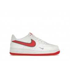 Подростковые Nike Air Force 1 White Habanero Red Mini Swoosh (GS)