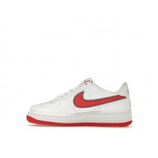 Подростковые Nike Air Force 1 White Habanero Red Mini Swoosh (GS)