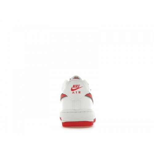 Nike Air Force 1 White Habanero Red Mini Swoosh (GS) - подростковая сетка размеров