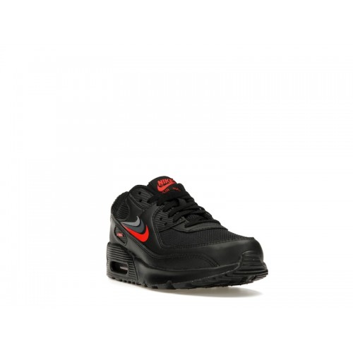 Кроссы Nike Air Max 90 Black Habanero Red (GS) - подростковая сетка размеров