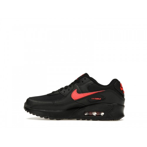 Кроссы Nike Air Max 90 Black Habanero Red (GS) - подростковая сетка размеров