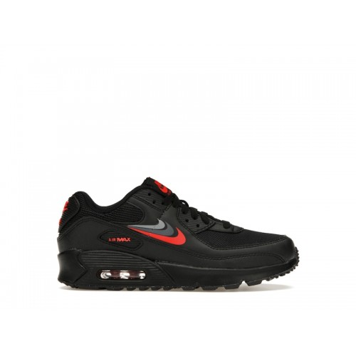 Кроссы Nike Air Max 90 Black Habanero Red (GS) - подростковая сетка размеров