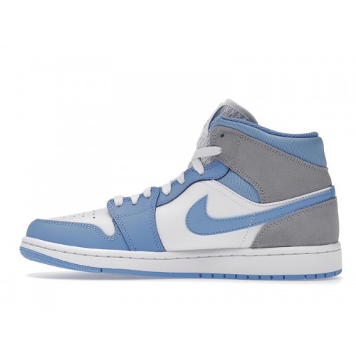 Кроссы Jordan 1 Mid University Blue Grey - мужская сетка размеров