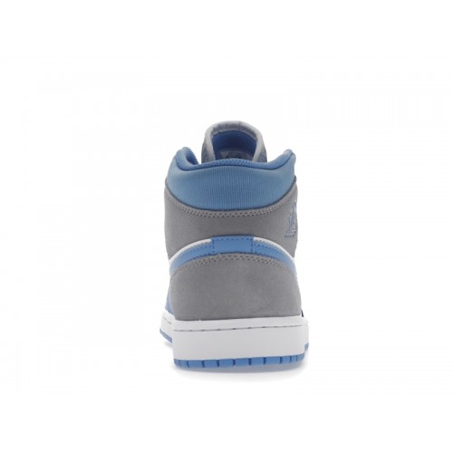 Кроссы Jordan 1 Mid University Blue Grey - мужская сетка размеров