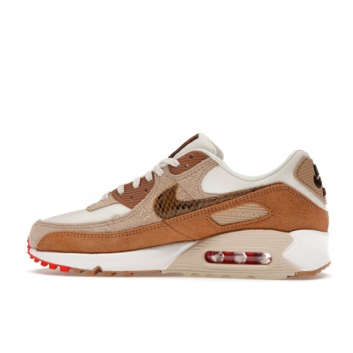 Кроссы Nike Air Max 90 SE Pale Ivory Snakeskin Swoosh (W) - женская сетка размеров