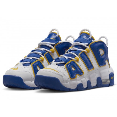 Кроссы Nike Air More Uptempo Game Royal Yellow Ochre (GS) - подростковая сетка размеров