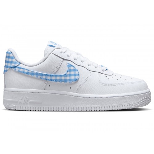Кроссы Nike Air Force 1 Low 07 Essential White University Blue Gingham - мужская сетка размеров