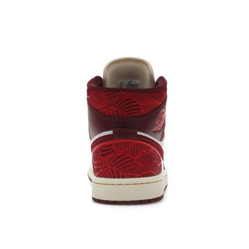 Кроссы Jordan 1 Mid SE Tiki Leaf Team Red (W) - женская сетка размеров