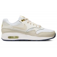 Подростковые Nike Air Max 1 White Bronzine Barely Volt Light Orewood Brown (GS)