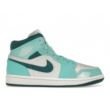 Женские кроссовки Jordan 1 Mid Chenille Bleached Turquoise (W)