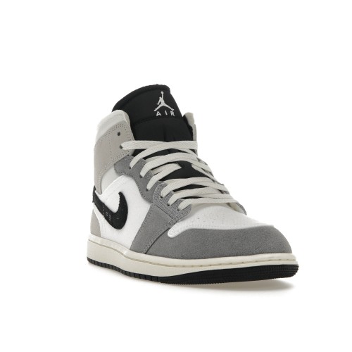 Кроссы Jordan 1 Mid SE Craft White Cement Grey Black - мужская сетка размеров