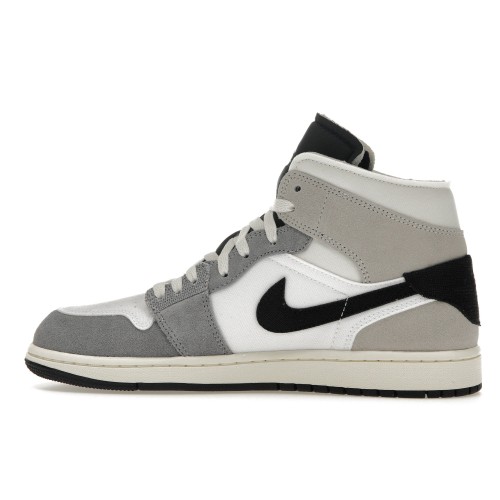 Кроссы Jordan 1 Mid SE Craft White Cement Grey Black - мужская сетка размеров