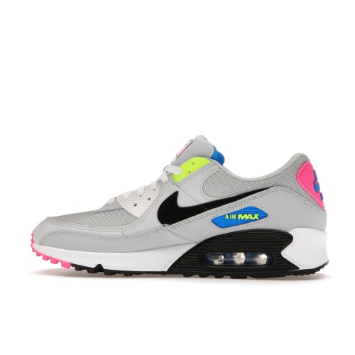 Кроссы Nike Air Max 90 Grey Neon - мужская сетка размеров