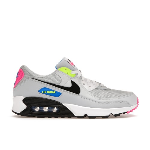 Кроссы Nike Air Max 90 Grey Neon - мужская сетка размеров