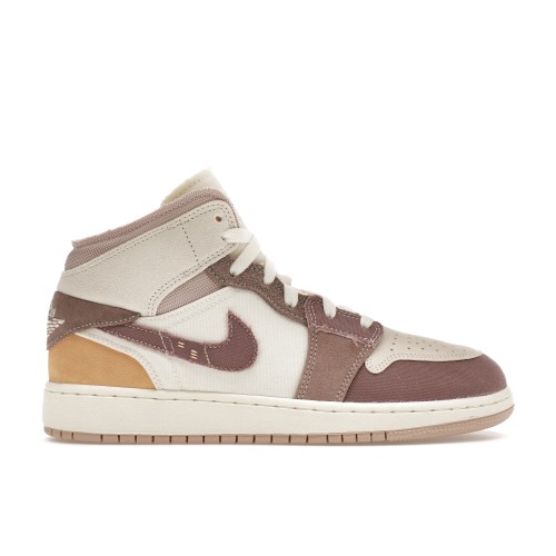 Кроссы Jordan 1 Mid SE Craft Taupe Haze (GS) - подростковая сетка размеров
