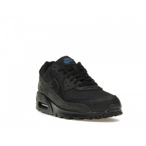 Кроссы Nike Air Max 90 Black Blue Reflective - мужская сетка размеров