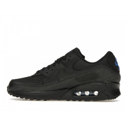 Кроссы Nike Air Max 90 Black Blue Reflective - мужская сетка размеров