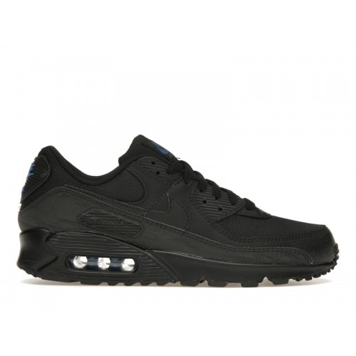 Кроссы Nike Air Max 90 Black Blue Reflective - мужская сетка размеров