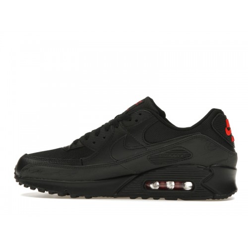 Nike Air Max 90 Black Red Reflective - мужская сетка размеров