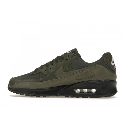 Кроссы Nike Air Max 90 Olive Black Reflective - мужская сетка размеров