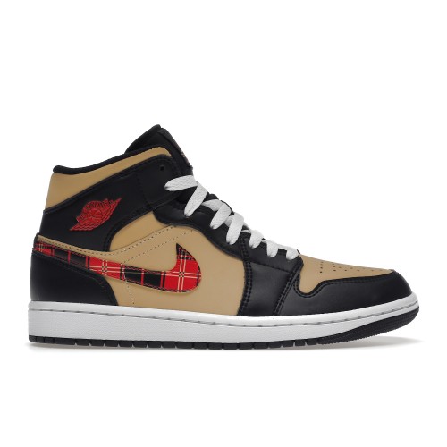 Кроссы Air Jordan 1 Mid Tartan Swoosh - мужская сетка размеров