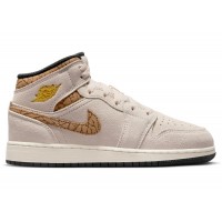 Подростковые кроссовки Jordan 1 Mid SE Brown Elephant (GS)