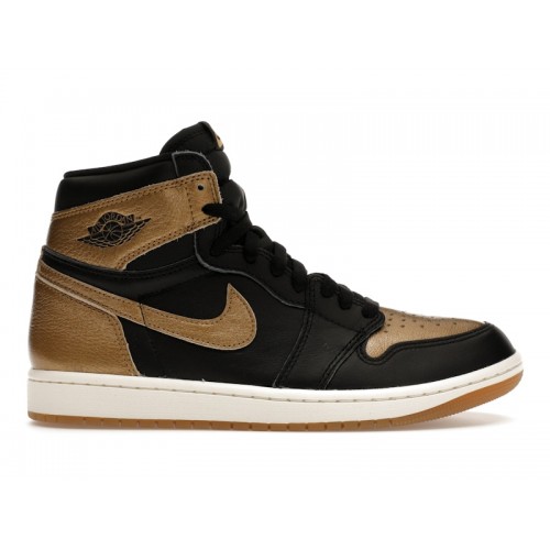 Кроссы Jordan 1 Retro High OG Black Metallic Gold - мужская сетка размеров