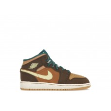 Подростковые кроссовки Jordan 1 Mid Cacao Wow (GS)