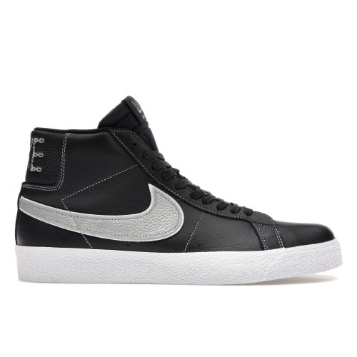 Кроссы Nike SB Zoom Blazer Mid Mason Silva Dark Obsidian Metallic Silver - мужская сетка размеров