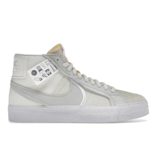 Кроссы Nike SB Blazer Mid Warning Label Summit White - мужская сетка размеров